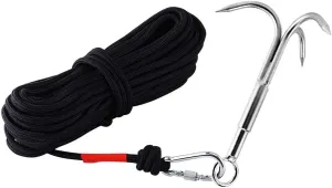 Grappling Hook with 3-Claw Stainless Steel,3 Claw Climbing Carabiner Hook for Retrieving,Outdoor Hiking,Tree Limb Removalr,Salvage.
