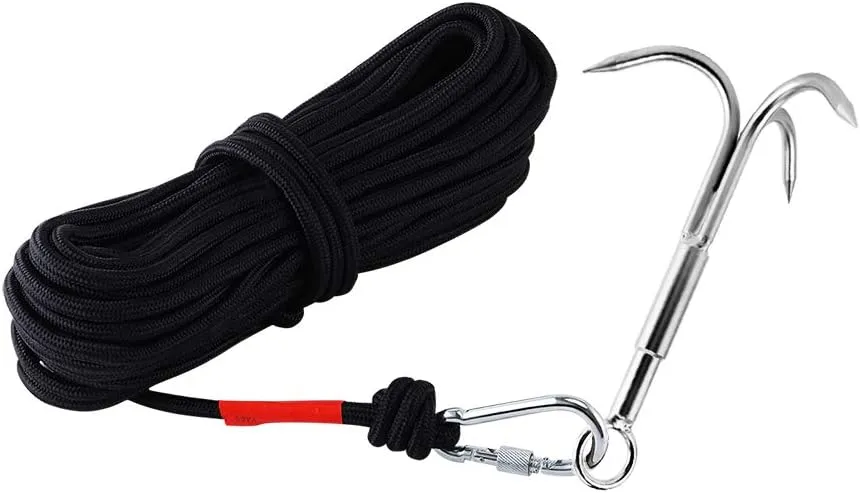 Grappling Hook with 3-Claw Stainless Steel,3 Claw Climbing Carabiner Hook for Retrieving,Outdoor Hiking,Tree Limb Removalr,Salvage.