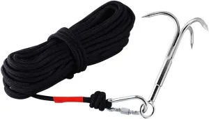 Grappling Hook with 3-Claw Stainless Steel,3 Claw Climbing Carabiner Hook for Retrieving,Outdoor Hiking,Tree Limb Removalr,Salvage.