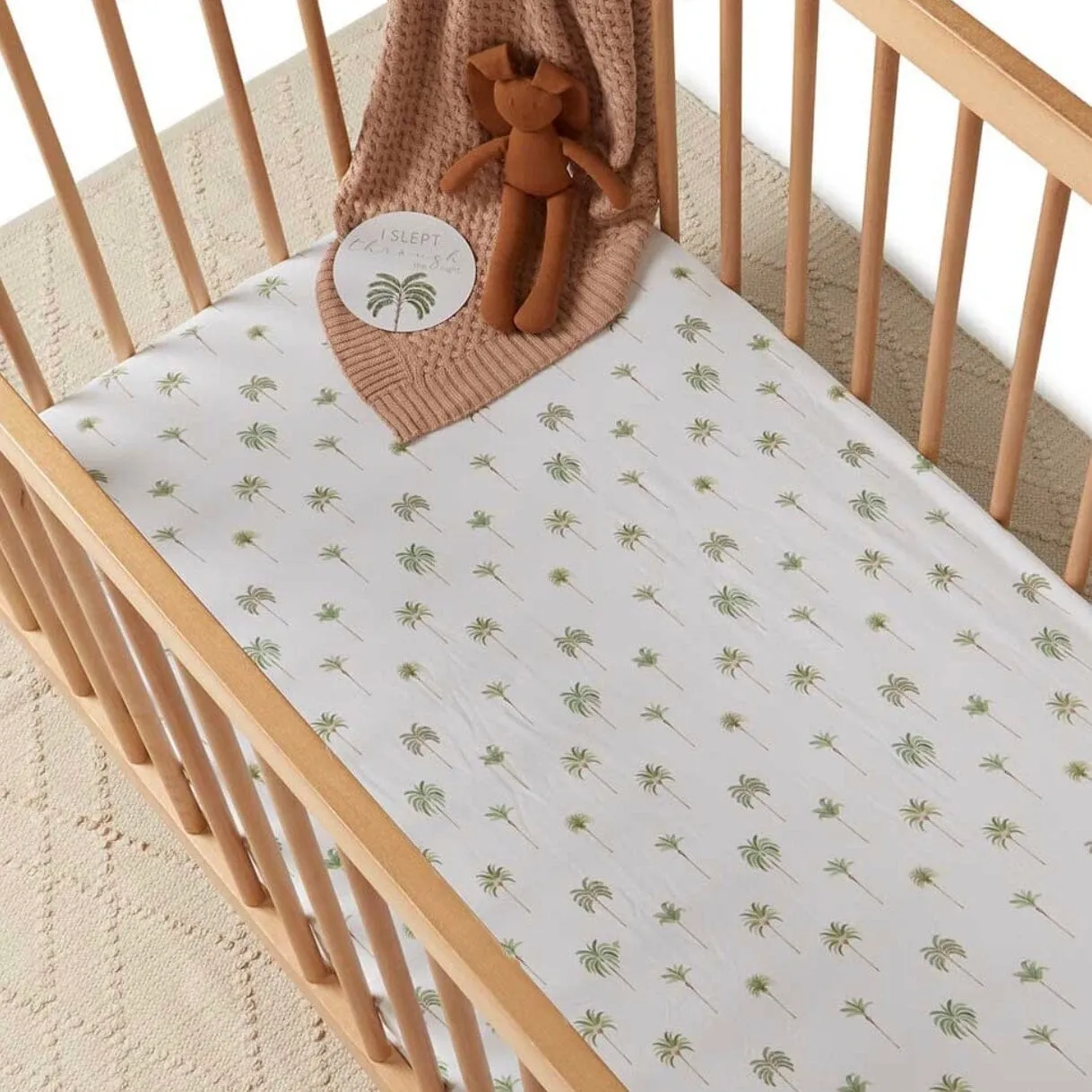 Green Palm Fitted Cot Sheet