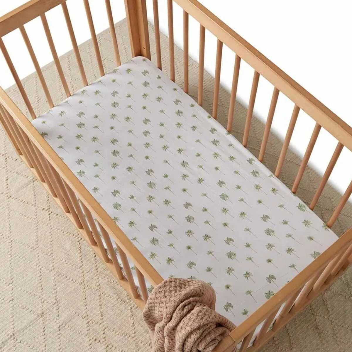 Green Palm Fitted Cot Sheet