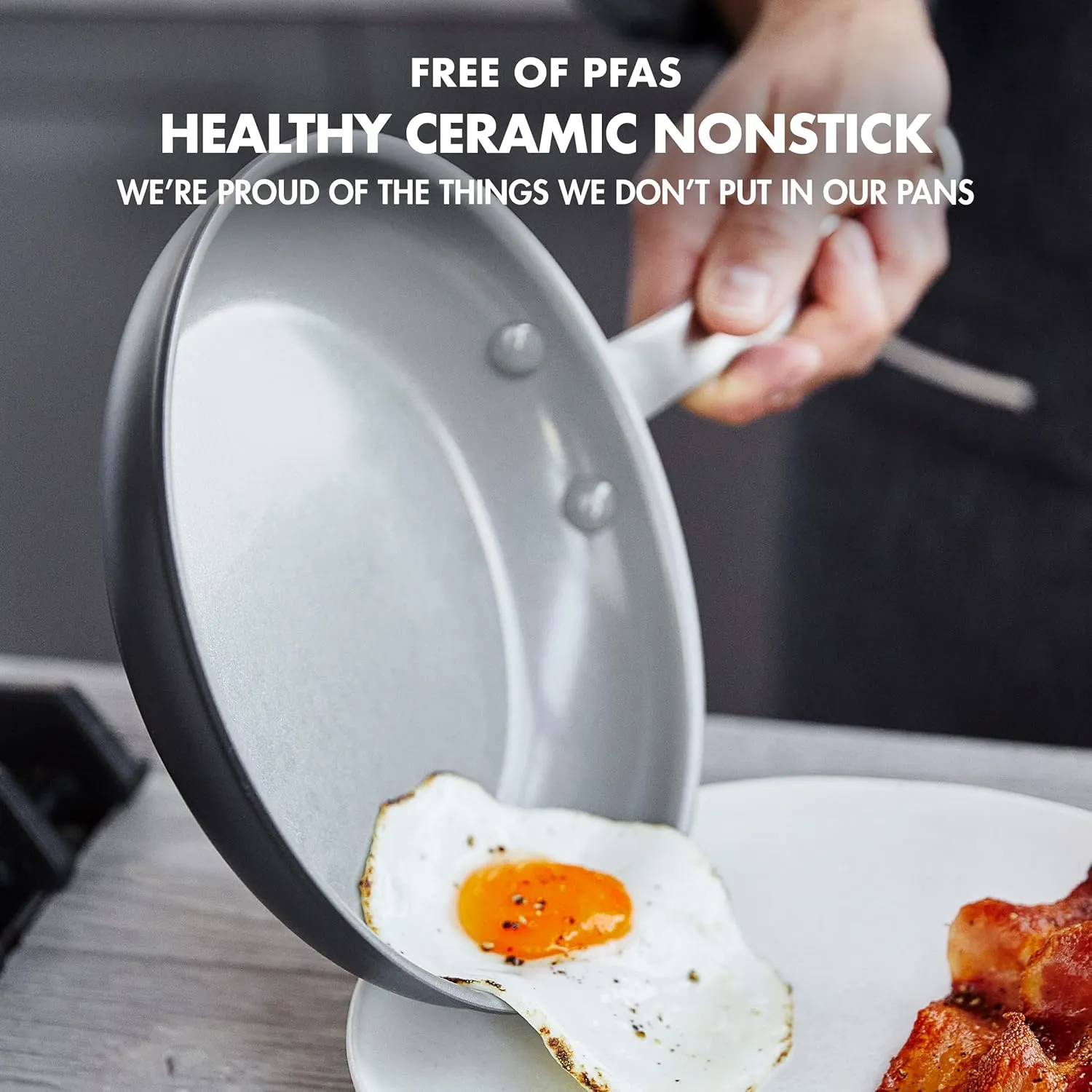 GreenPan Chatham Hard Anodized Healthy Ceramic Nonstick 8" and 10" Frying Pan Skillet Set, Omelette and Egg Pan, PFAS-Free, Dishwasher Safe, Oven Safe, Gray