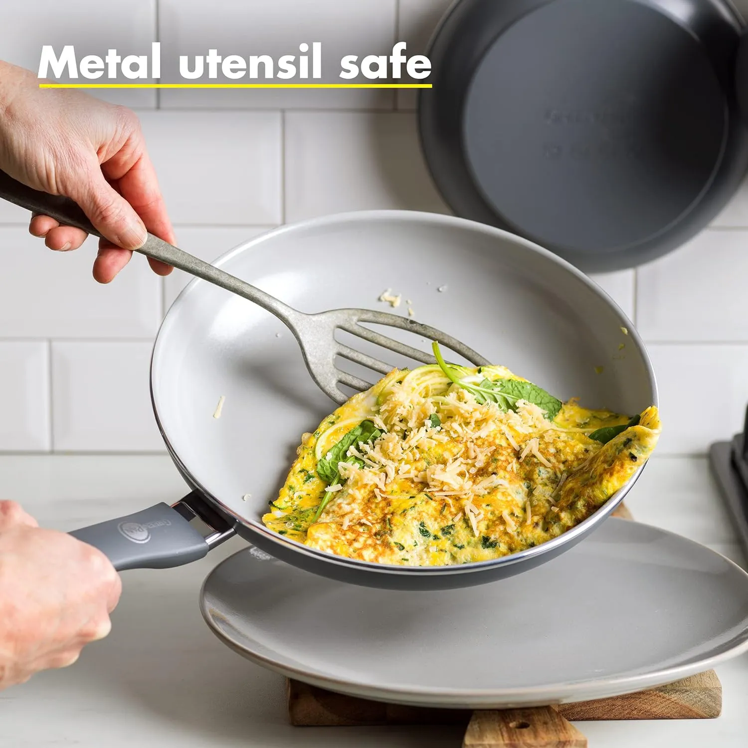 GreenPan Dover Healthy Ceramic Nonstick, 10" Frying Pan Skillet, PFAS-Free, Dishwasher Safe, Comfort Grip Handle, Grey