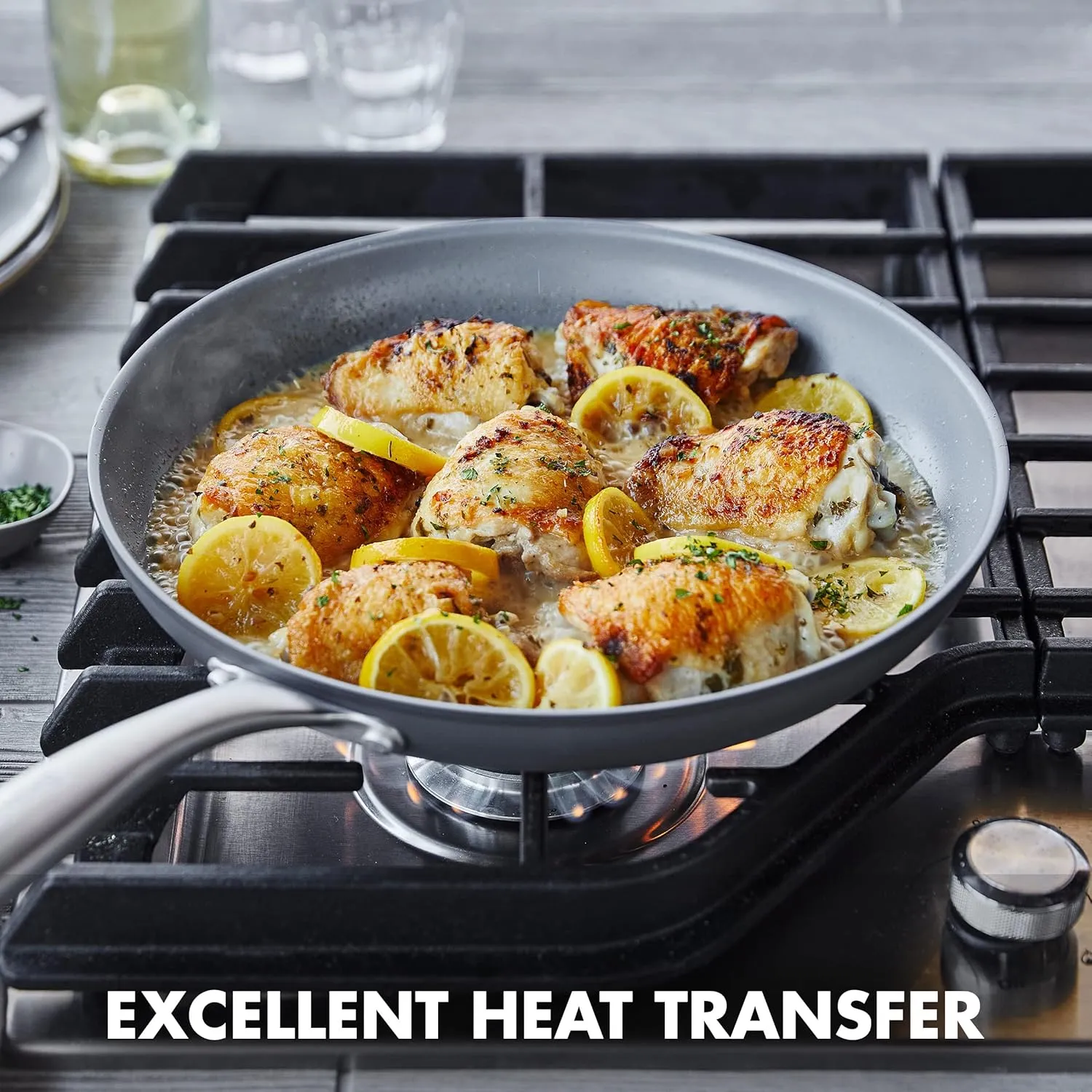 GreenPan Lima Ceramic Hard Anodized 12" Frying Pan Skillet with Lid, PFAS/PFOA-Free Nontoxic Pots and Pans, Oven & Broiler Safe, Stainless Steel Handle, Cookware for Eggs & Omelet, Gray