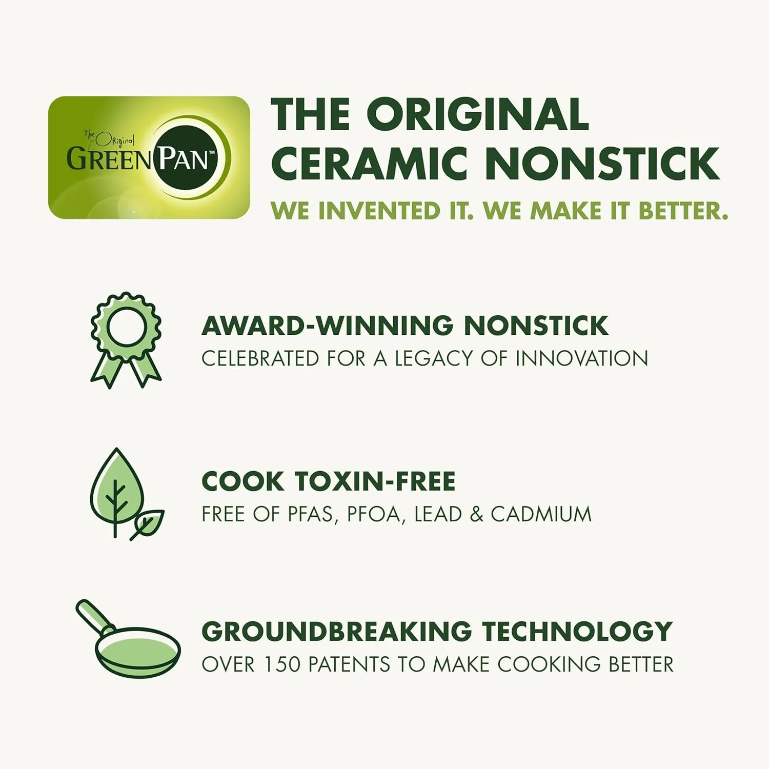 GreenPan Nova 8” & 10” 2 Piece Frying Pan Skillet Set, Oprah’s Favorite Things 2024, Induction Suitable PFAS-Free Nontoxic Ceramic Nonstick, Dishwasher & Oven Safe, Quick Even Heating, Cream