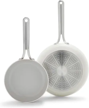 GreenPan Nova 8” & 10” 2 Piece Frying Pan Skillet Set, Oprah’s Favorite Things 2024, Induction Suitable PFAS-Free Nontoxic Ceramic Nonstick, Dishwasher & Oven Safe, Quick Even Heating, Cream