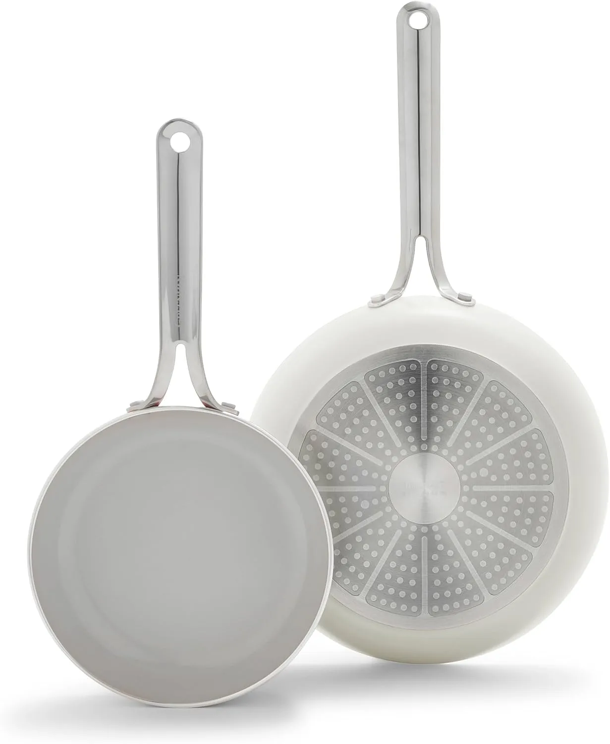 GreenPan Nova 8” & 10” 2 Piece Frying Pan Skillet Set, Oprah’s Favorite Things 2024, Induction Suitable PFAS-Free Nontoxic Ceramic Nonstick, Dishwasher & Oven Safe, Quick Even Heating, Cream