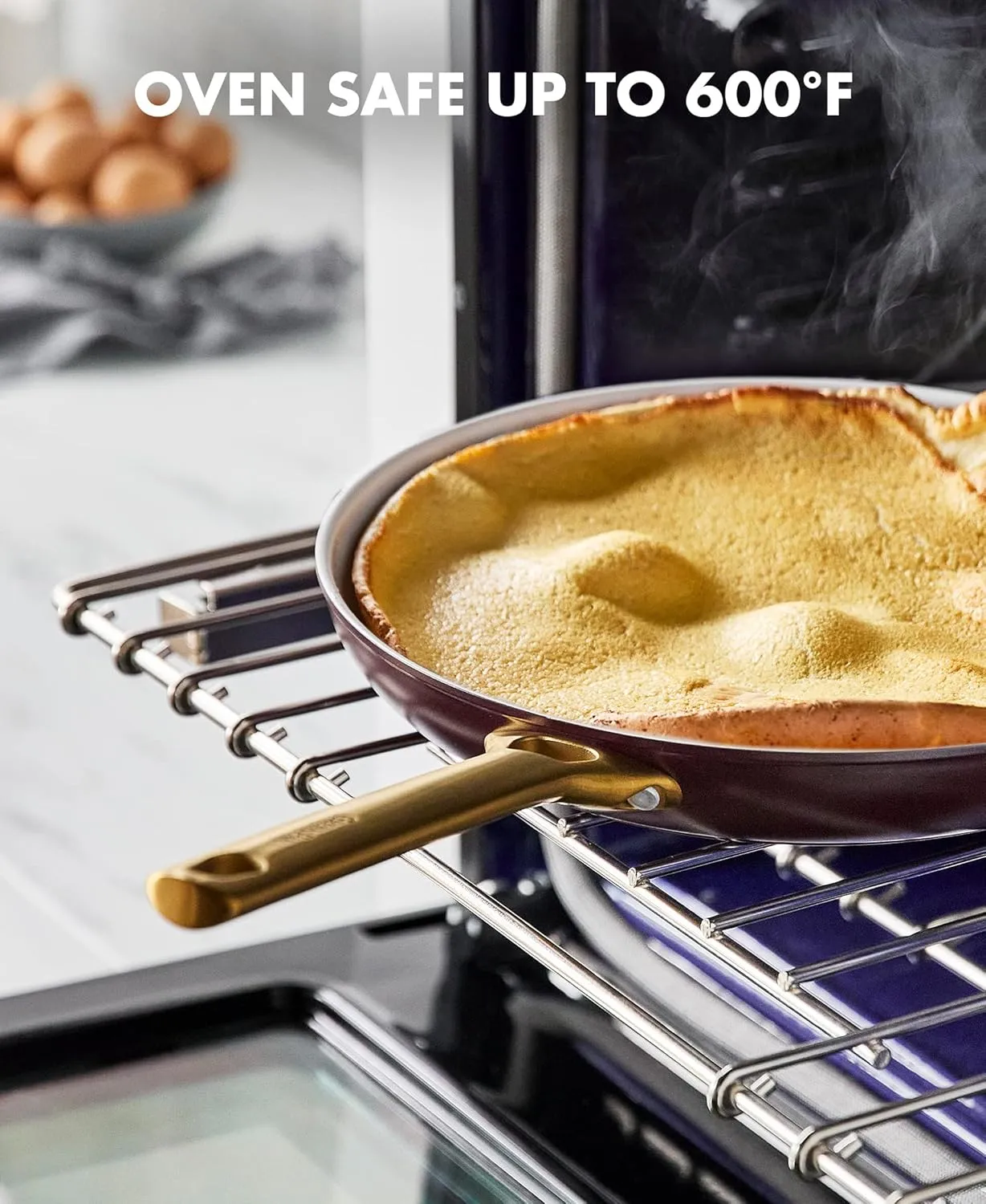 GreenPan Reserve Hard Anodized Healthy Ceramic Nonstick 8" and 11" Frying Pan Skillet Set, Gold Handle, PFAS-Free, Dishwasher Safe, Oven Safe, Merlot Red