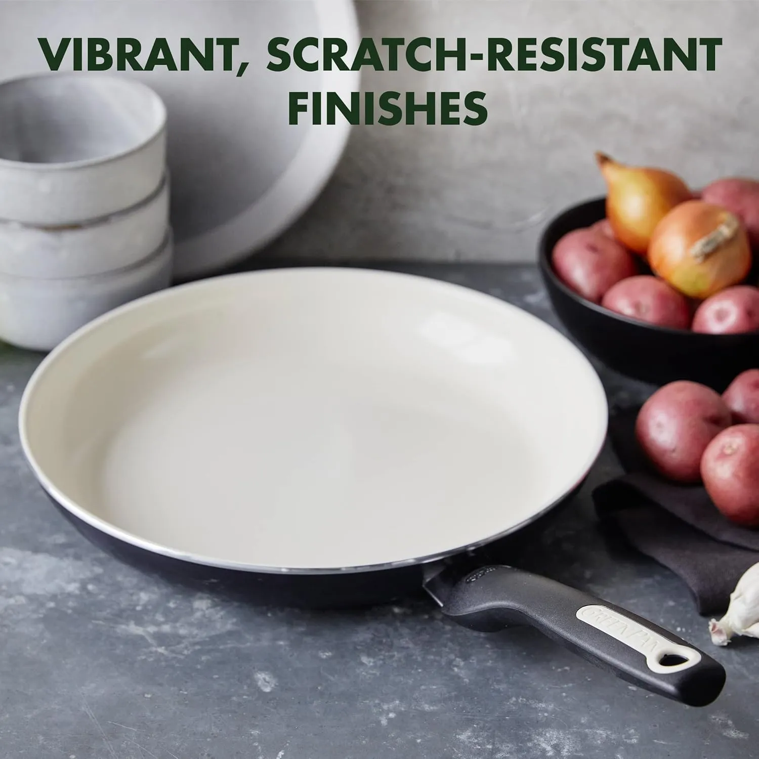 GreenPan Rio Hard Anodized Healthy Ceramic Nonstick, 7" 9.5" and 11" 3 Piece Frying Pan Skillet Set, Soft Grip Handle, PFAS-Free, Dishwasher Safe, Oven Safe, Black