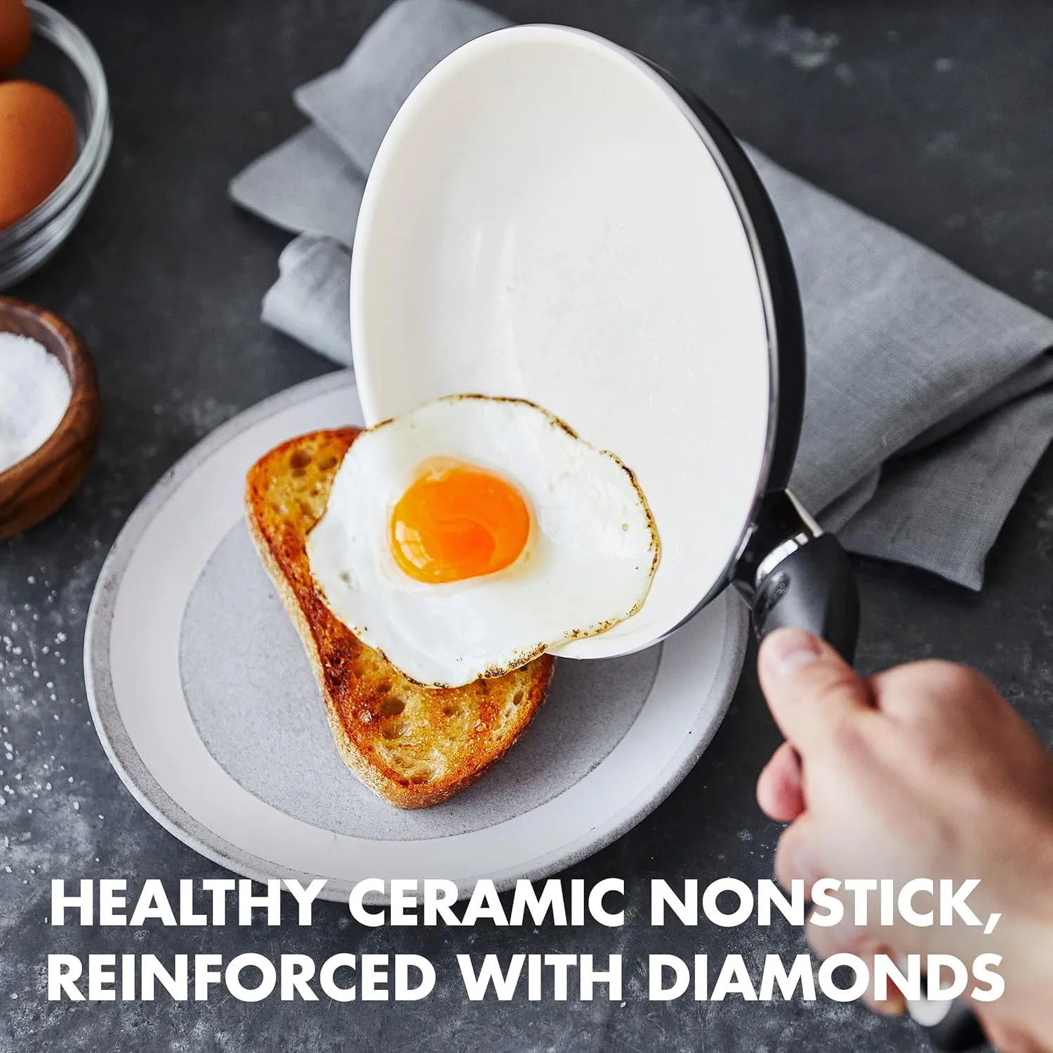 GreenPan Rio Hard Anodized Healthy Ceramic Nonstick, 7" 9.5" and 11" 3 Piece Frying Pan Skillet Set, Soft Grip Handle, PFAS-Free, Dishwasher Safe, Oven Safe, Black