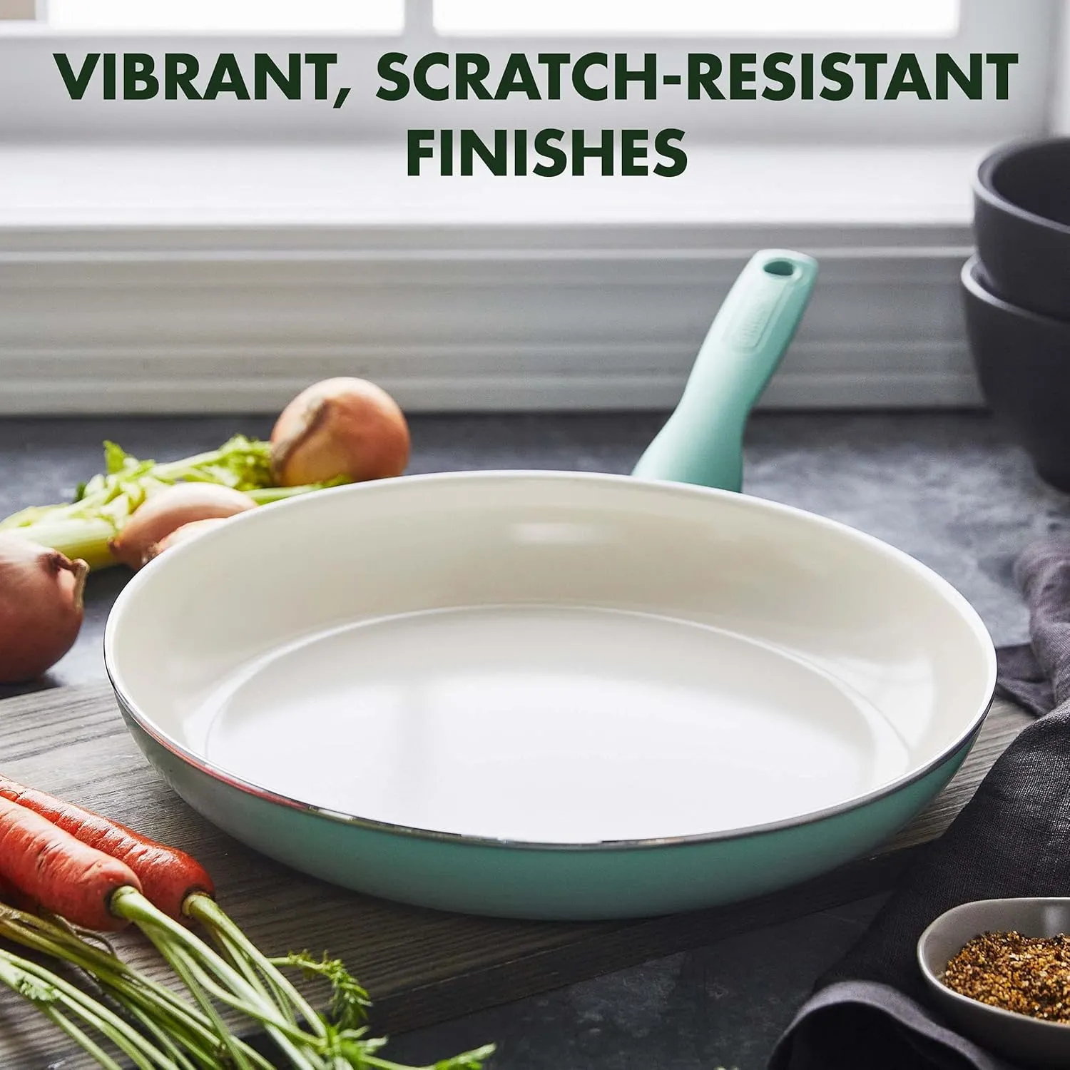 GreenPan Rio Healthy Ceramic Nonstick 12" Frying Pan Skillet, PFAS-Free, Dishwasher Safe, Turquoise