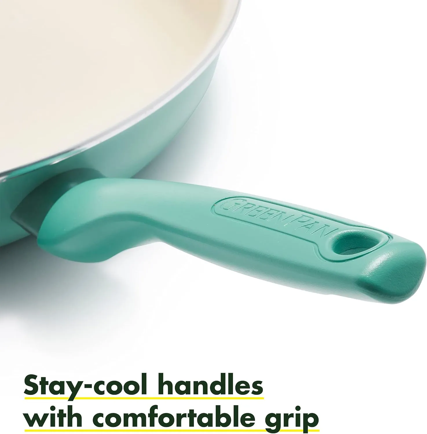 GreenPan Rio Healthy Ceramic Nonstick 13.5" Frying Pan Skillet with Helper Handle, PFAS-Free, Dishwasher Safe, Turquoise