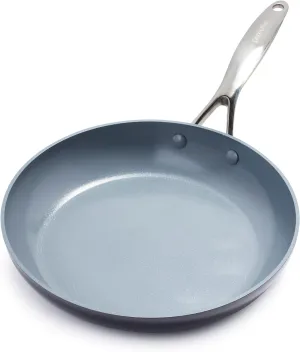 GreenPan Valencia Pro 12" Skillet, PFOA and PFAS-Free, Healthy Ceramic Nonstick: Hard Anodized Pan for Non-Toxic Cooking Induction & Dishwasher Safe Oven-Safe to 600°F Easy Clean, Gray