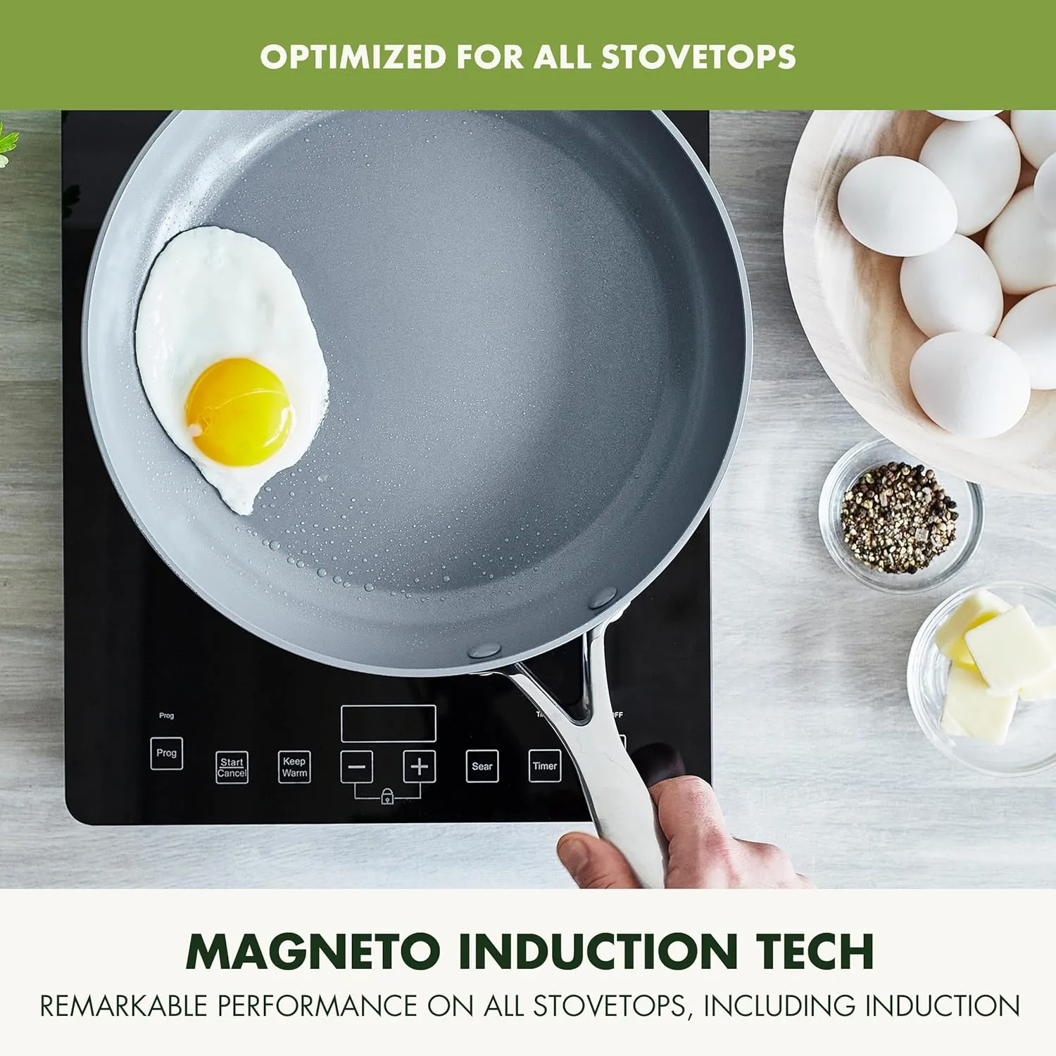 GreenPan Valencia Pro 8" Skillet, PFOA and PFAS-Free, Healthy Ceramic Nonstick: Hard Anodized Pan for Non-Toxic Cooking Induction & Dishwasher Safe Oven-Safe to 600°F Easy Clean, Gray