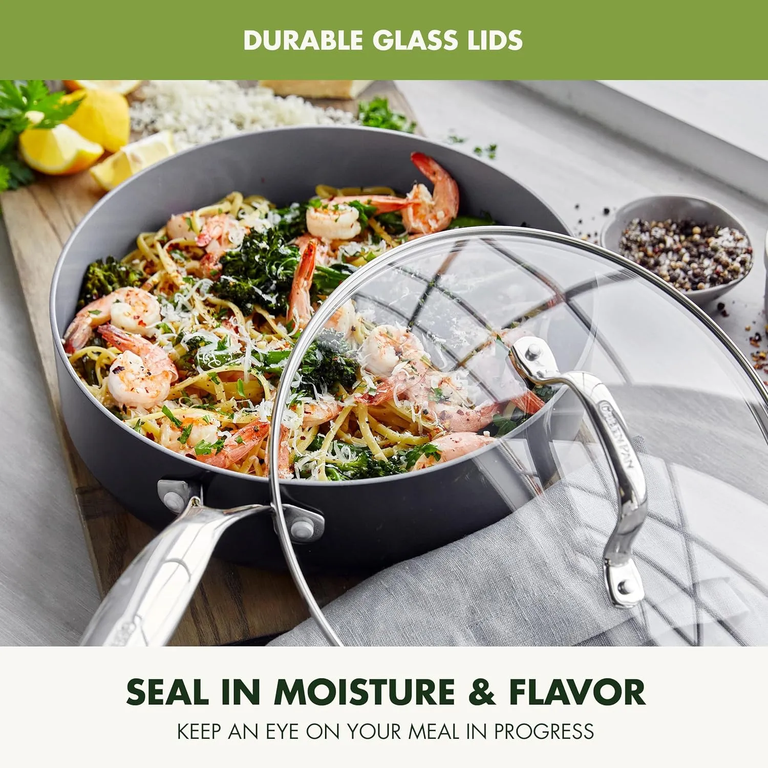 GreenPan Valencia Pro Hard Anodized 11 Piece Cookware Pots and Pans Set, Ceramic Nonstick PFAS-Free PFOA-Free Coating, Induction, Durable Frying Pans, Saucepans, Lids, Dishwasher & Oven Safe, Gray