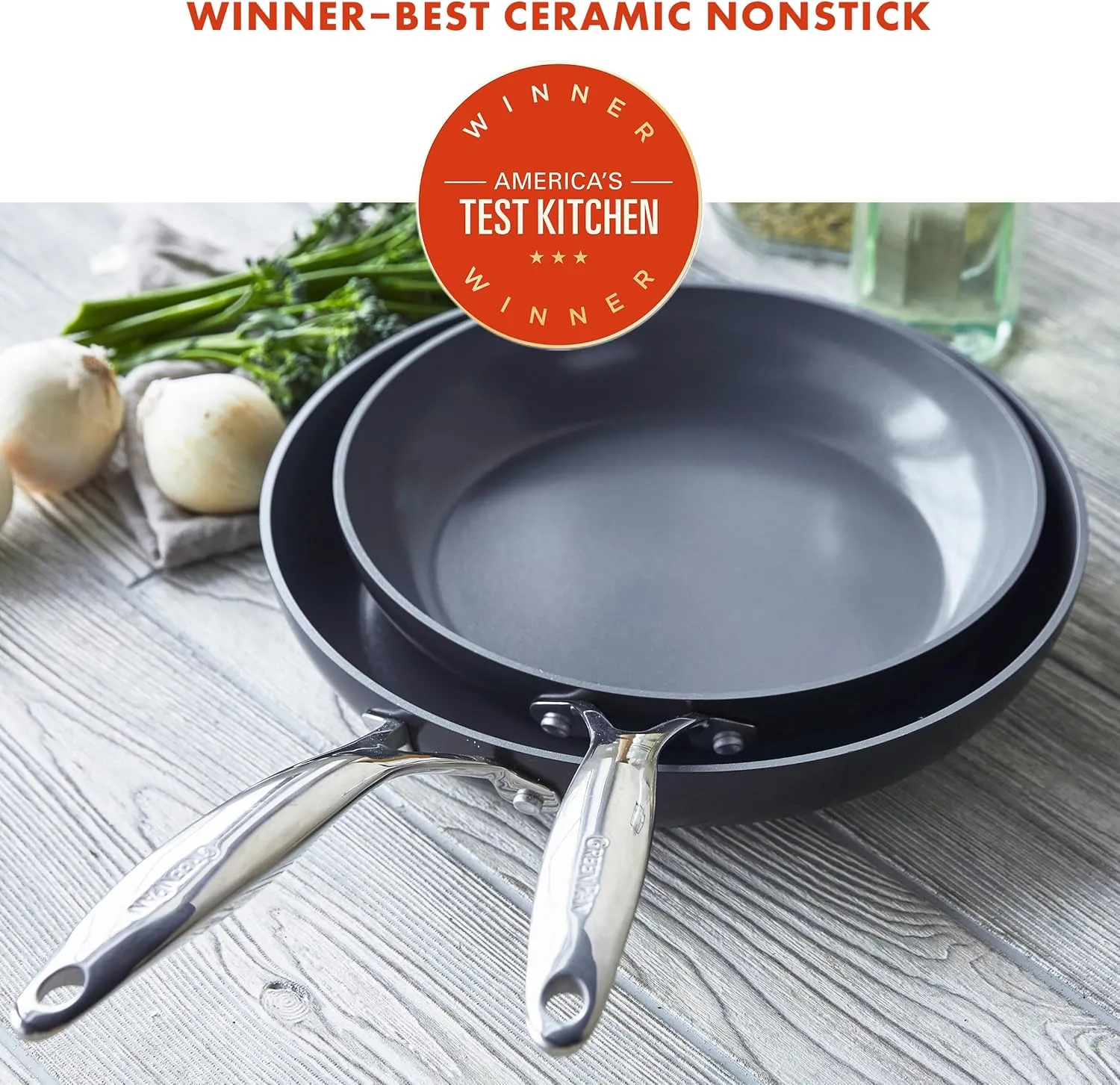 GreenPan Valencia Pro Hard Anodized Healthy Ceramic Nonstick 8" and 10" Frying Pan Skillet Set, PFAS-Free, Induction, Dishwasher Safe, Oven Safe, Gray