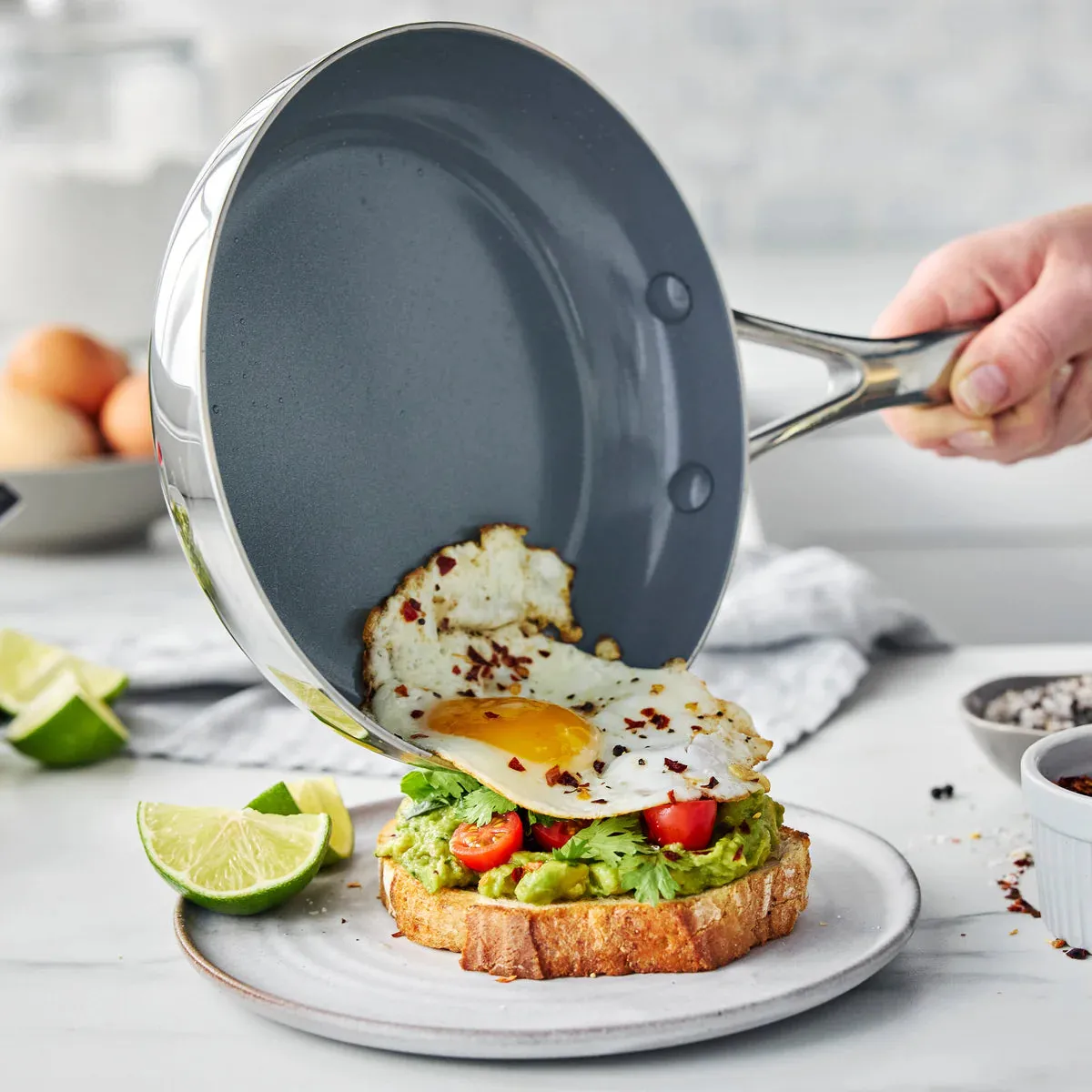 Greenpan - Valencia Pro Stainless Steel Ceramic Nonstick Frypan, 8 Inch