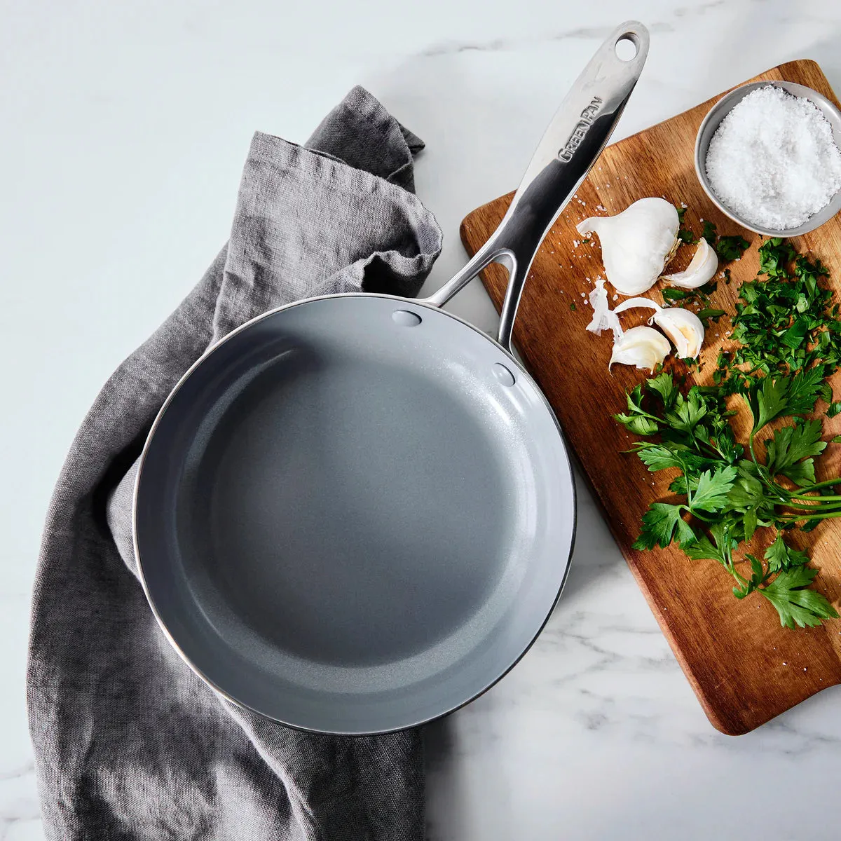 Greenpan - Valencia Pro Stainless Steel Ceramic Nonstick Frypan, 8 Inch