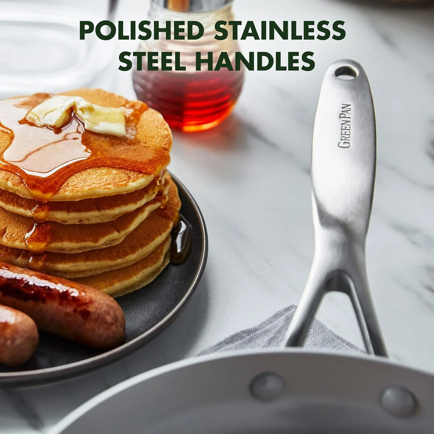 GreenPan Venice Pro Tri-Ply Stainless Steel Healthy Ceramic Nonstick 20 & 26 cm Frying Pan Skillet Set, PFAS-Free, Multi Clad, Induction, Dishwasher Safe, Oven Safe, Silver