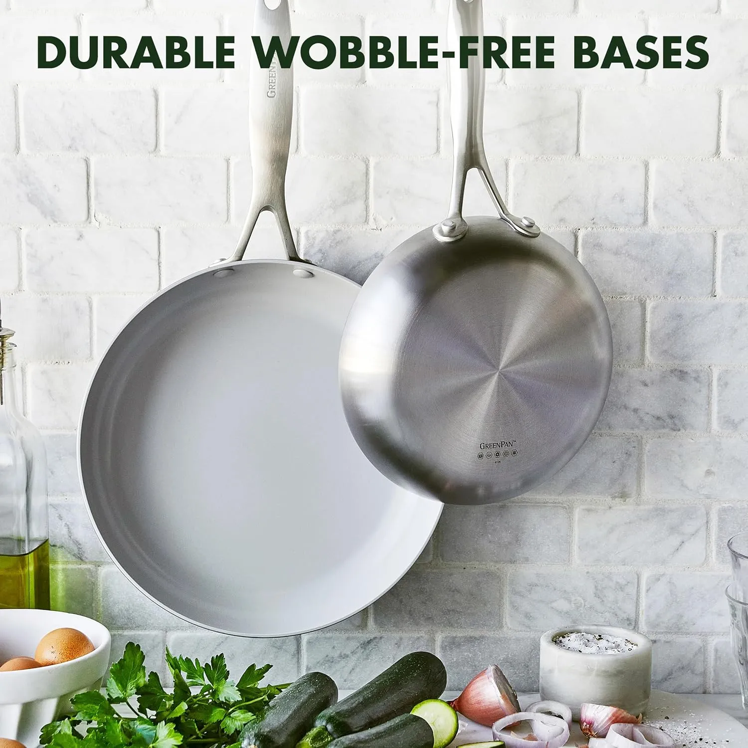 GreenPan Venice Pro Tri-Ply Stainless Steel Healthy Ceramic Nonstick 20 & 26 cm Frying Pan Skillet Set, PFAS-Free, Multi Clad, Induction, Dishwasher Safe, Oven Safe, Silver