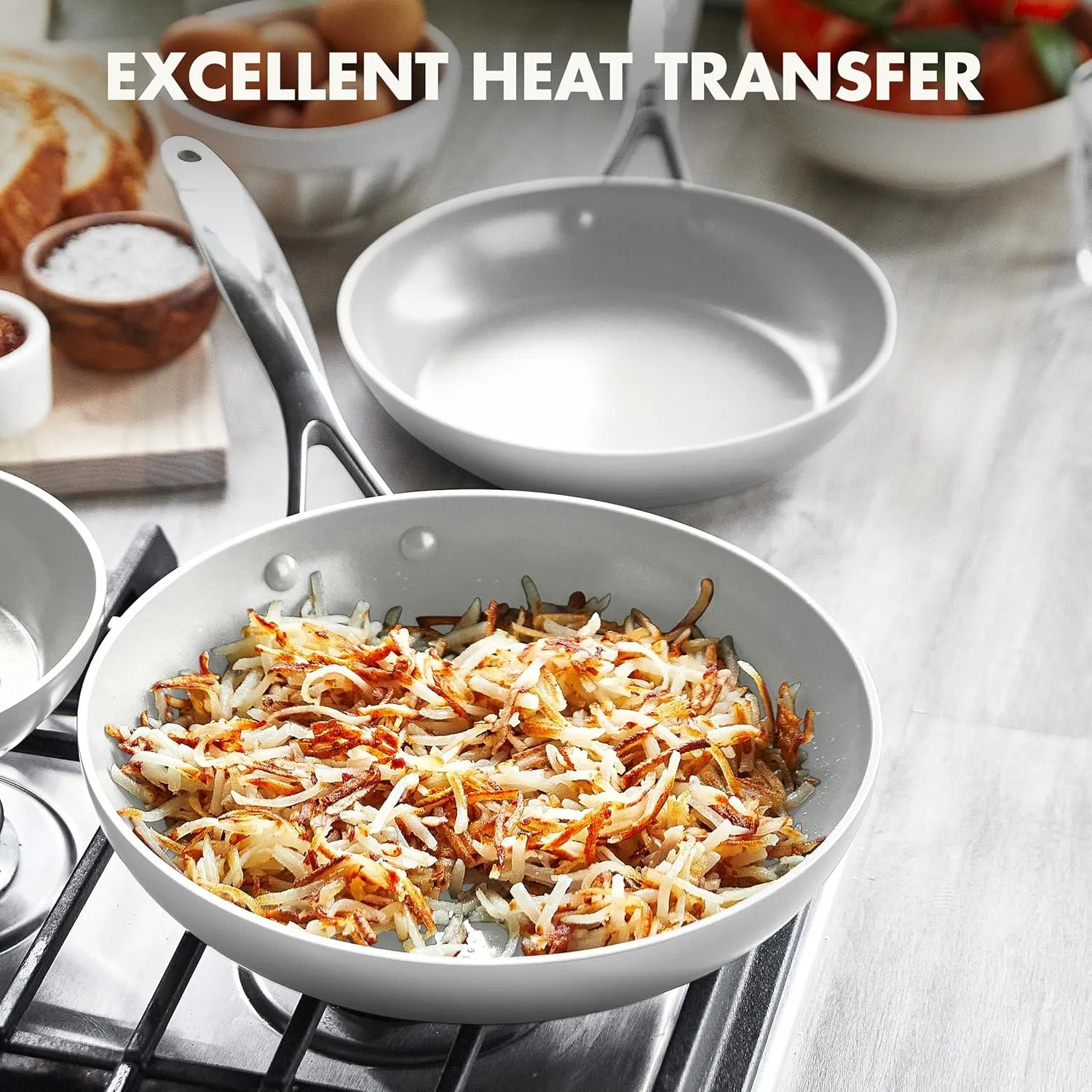 GreenPan Venice Pro Tri-Ply Stainless Steel Healthy Ceramic Nonstick 20 & 26 cm Frying Pan Skillet Set, PFAS-Free, Multi Clad, Induction, Dishwasher Safe, Oven Safe, Silver