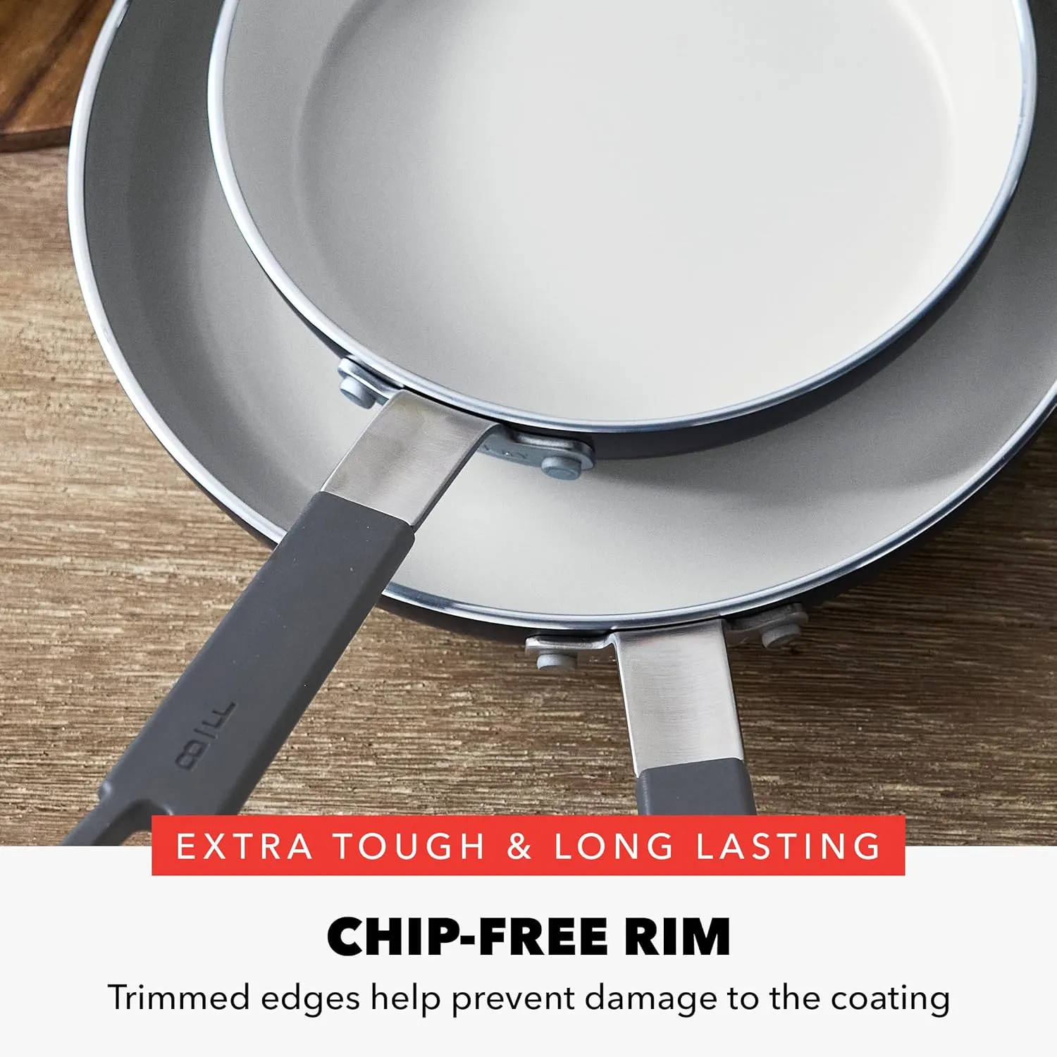 GreenPan x Bobby Flay 8” and 10” Frying Pan Skillet Set, PFAS & PFOA-Free Ceramic Nonstick, Induction Suitable, Stay-Cool Silicone Grip Handle, Dishwasher & Oven Safe, Graphite