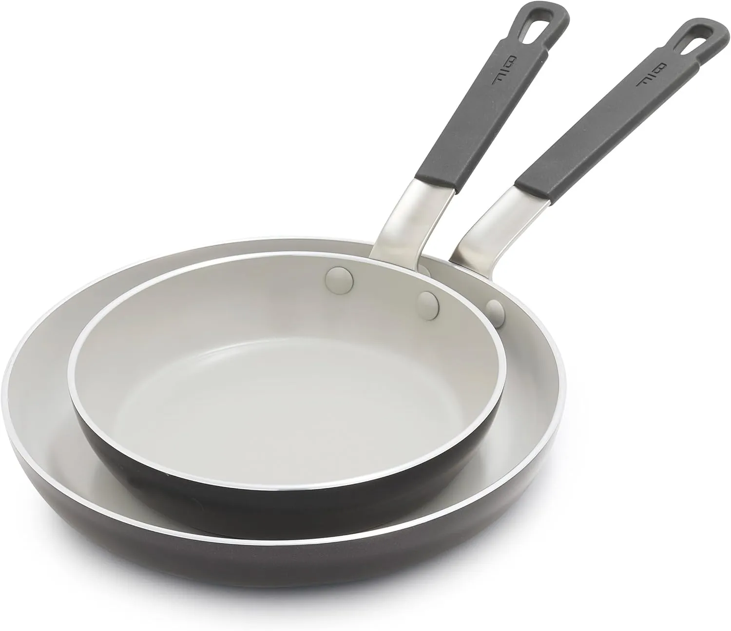 GreenPan x Bobby Flay 8” and 10” Frying Pan Skillet Set, PFAS & PFOA-Free Ceramic Nonstick, Induction Suitable, Stay-Cool Silicone Grip Handle, Dishwasher & Oven Safe, Graphite