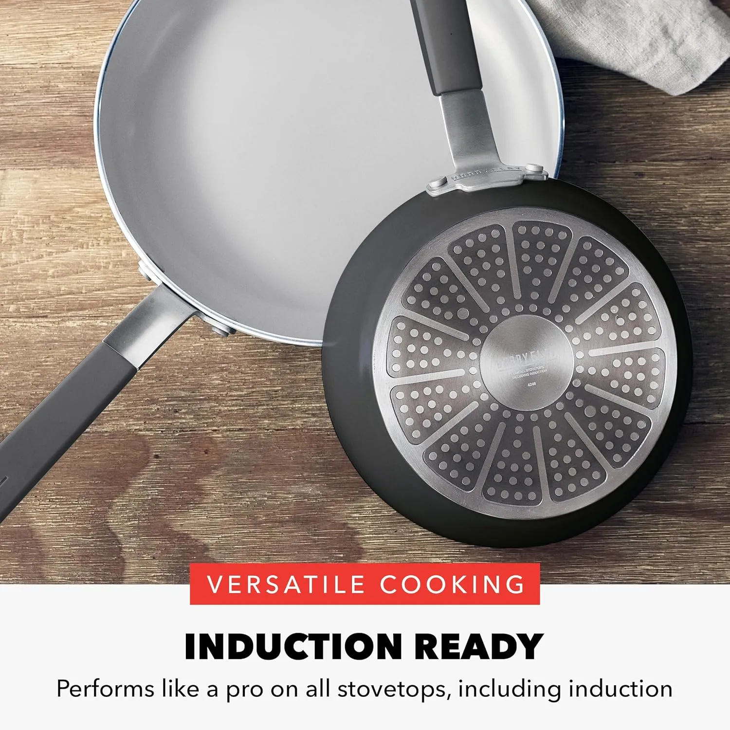 GreenPan x Bobby Flay 8” and 10” Frying Pan Skillet Set, PFAS & PFOA-Free Ceramic Nonstick, Induction Suitable, Stay-Cool Silicone Grip Handle, Dishwasher & Oven Safe, Graphite