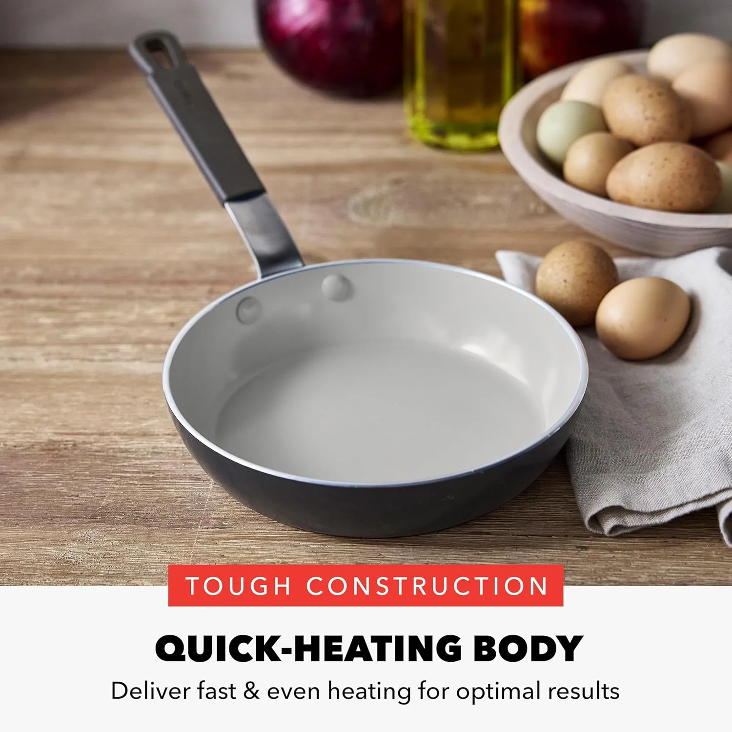 GreenPan x Bobby Flay 8” Frying Pan Skillet, PFAS & PFOA-Free Ceramic Nonstick, Induction Suitable, Stay-Cool Silicone Grip Handle, Dishwasher & Oven Safe, Graphite