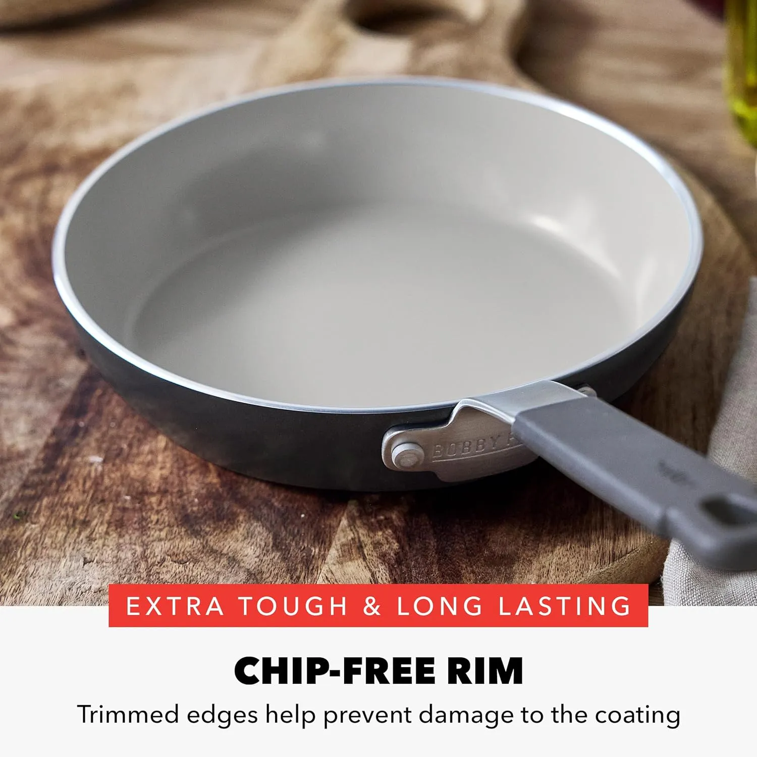 GreenPan x Bobby Flay 8” Frying Pan Skillet, PFAS & PFOA-Free Ceramic Nonstick, Induction Suitable, Stay-Cool Silicone Grip Handle, Dishwasher & Oven Safe, Graphite
