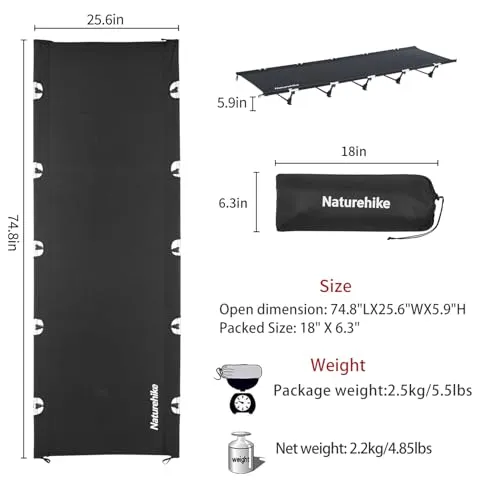 GreenWild Camping Cot,Ultralight Folding Backpacking Cot, Supports 330lbs