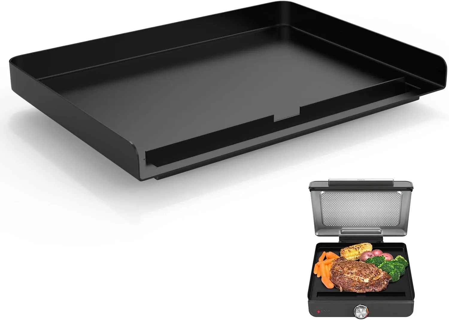 Griddle Plate for Ninja GR101 Sizzle Smokeless Indoor Grill, 14 inch Flat Top Grill Plate for Ninja Smokeless Sizzle GR100 Series Griddle Attachment Accessories, Non-stick GR101 Accessories