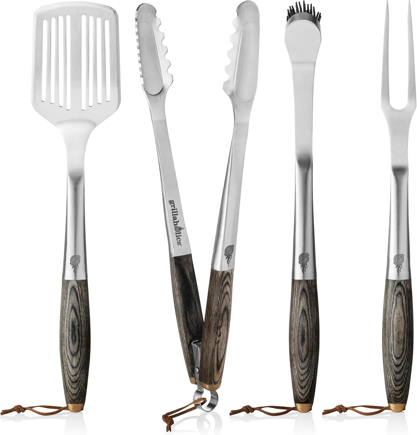 Grillaholics Premium BBQ Grill Tools – The Ultimate Gift for Dad This Father’s Day - Luxury 4-Piece Barbecue Utensils Grill Set with Wooden Gift Box