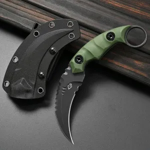 GTK691 Fixed Blade Knife D2 Steel Blade Nylon Fiberglass Handle with Kydex Sheath for Outdoor Camping Hunting Hiking Survival EDC Tool(Green)