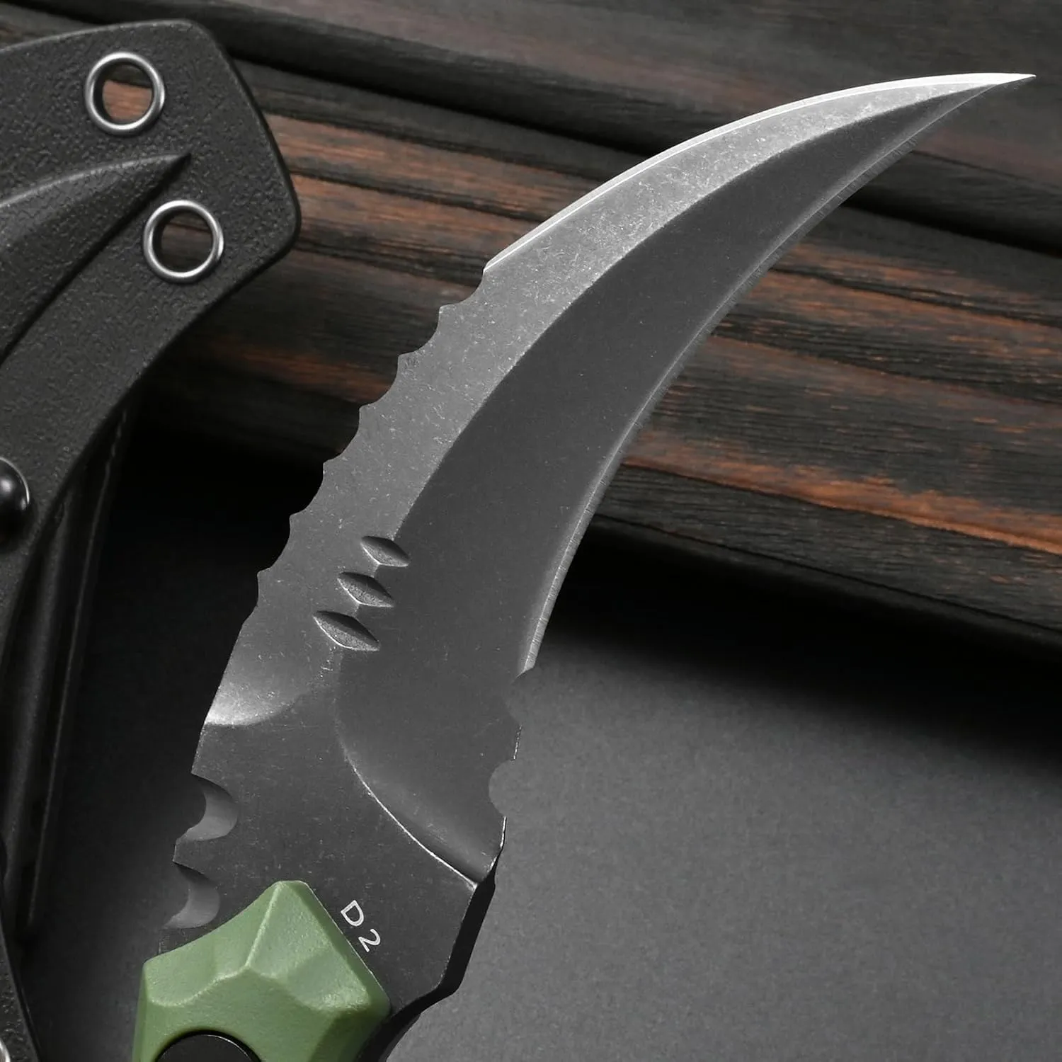 GTK691 Fixed Blade Knife D2 Steel Blade Nylon Fiberglass Handle with Kydex Sheath for Outdoor Camping Hunting Hiking Survival EDC Tool(Green)