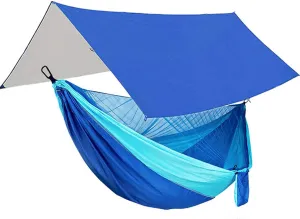 Hammocks Camping Hammock Portable Hammocks 1-2 People with Mosquito Net Nylon Hammock with 2 Carabiners for Outdoor Hiking Backpacking Outdoor Hammock