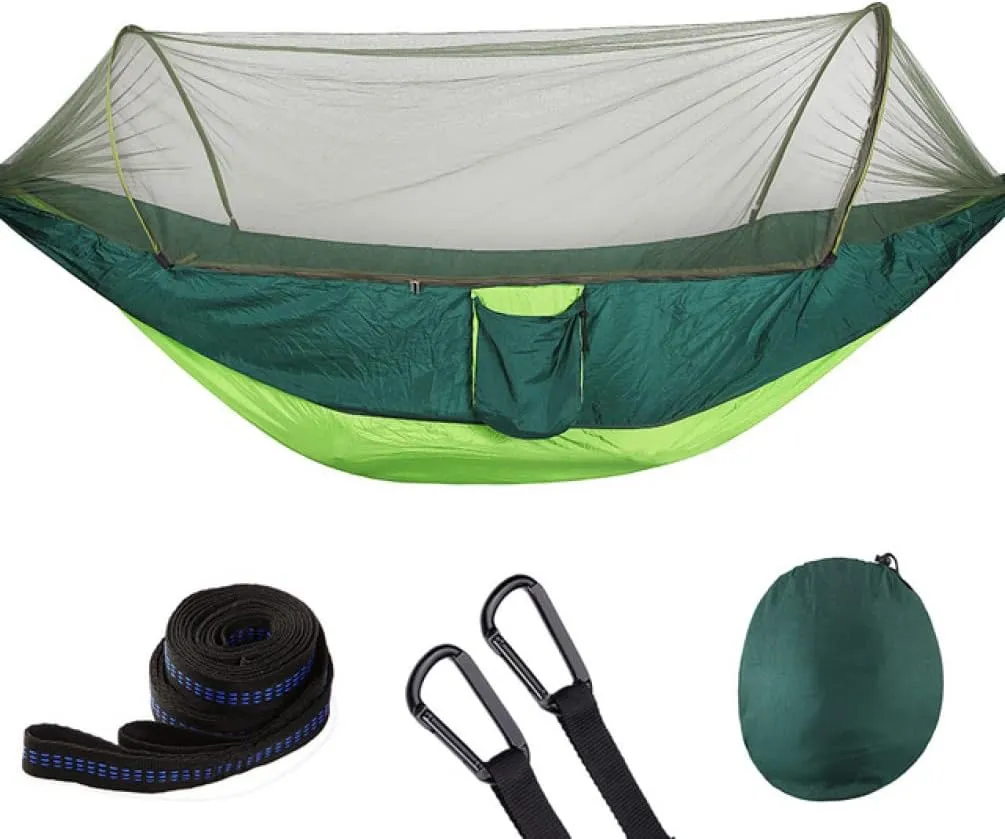 Hammocks Portable Outdoor Parachute Hammocks Camping Hammock with Mosquito Net Camping Stuff for Hiking Backpacking Tree Jungle Outdoor Hammock