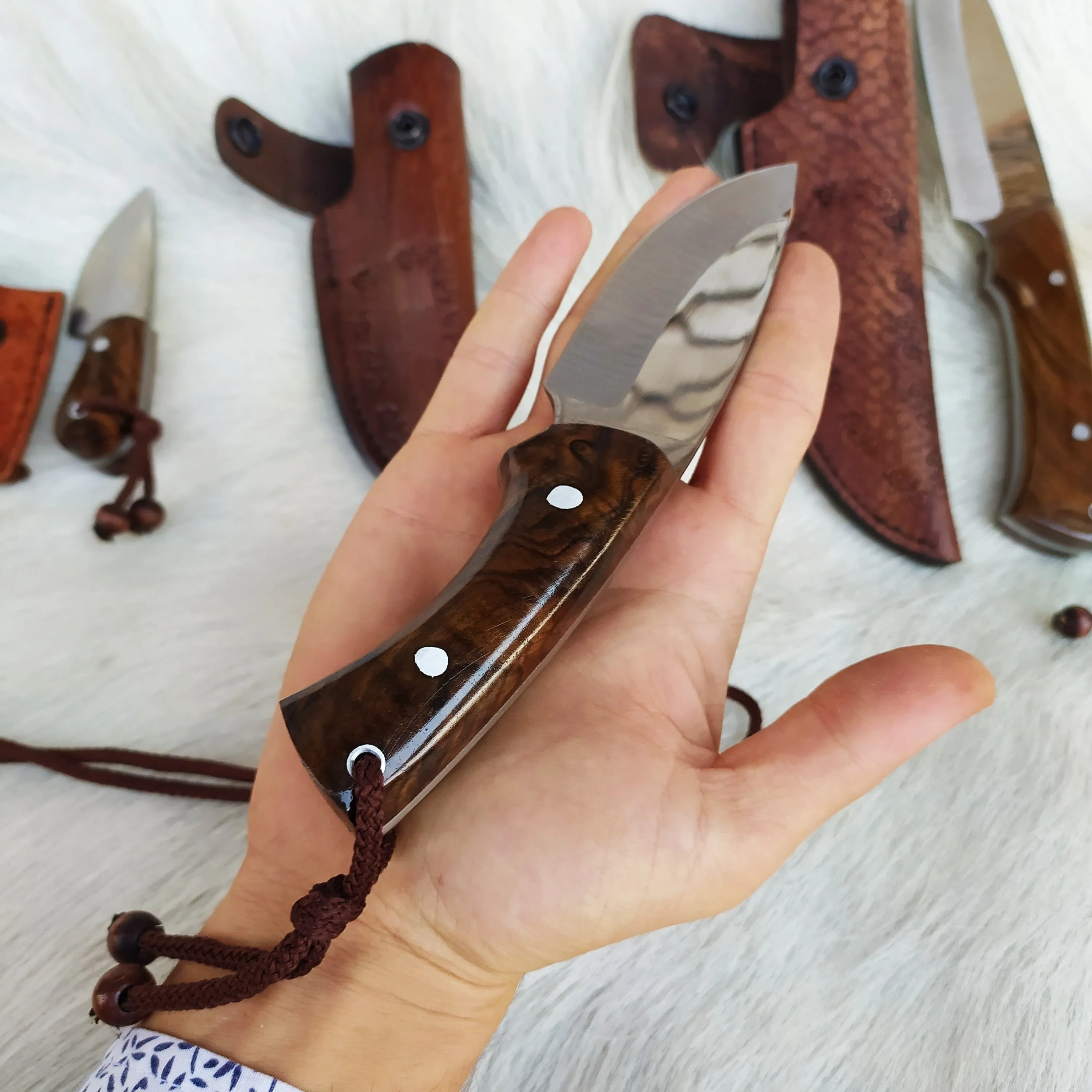 Handmade Bushcraft Knife with Walnut Handle