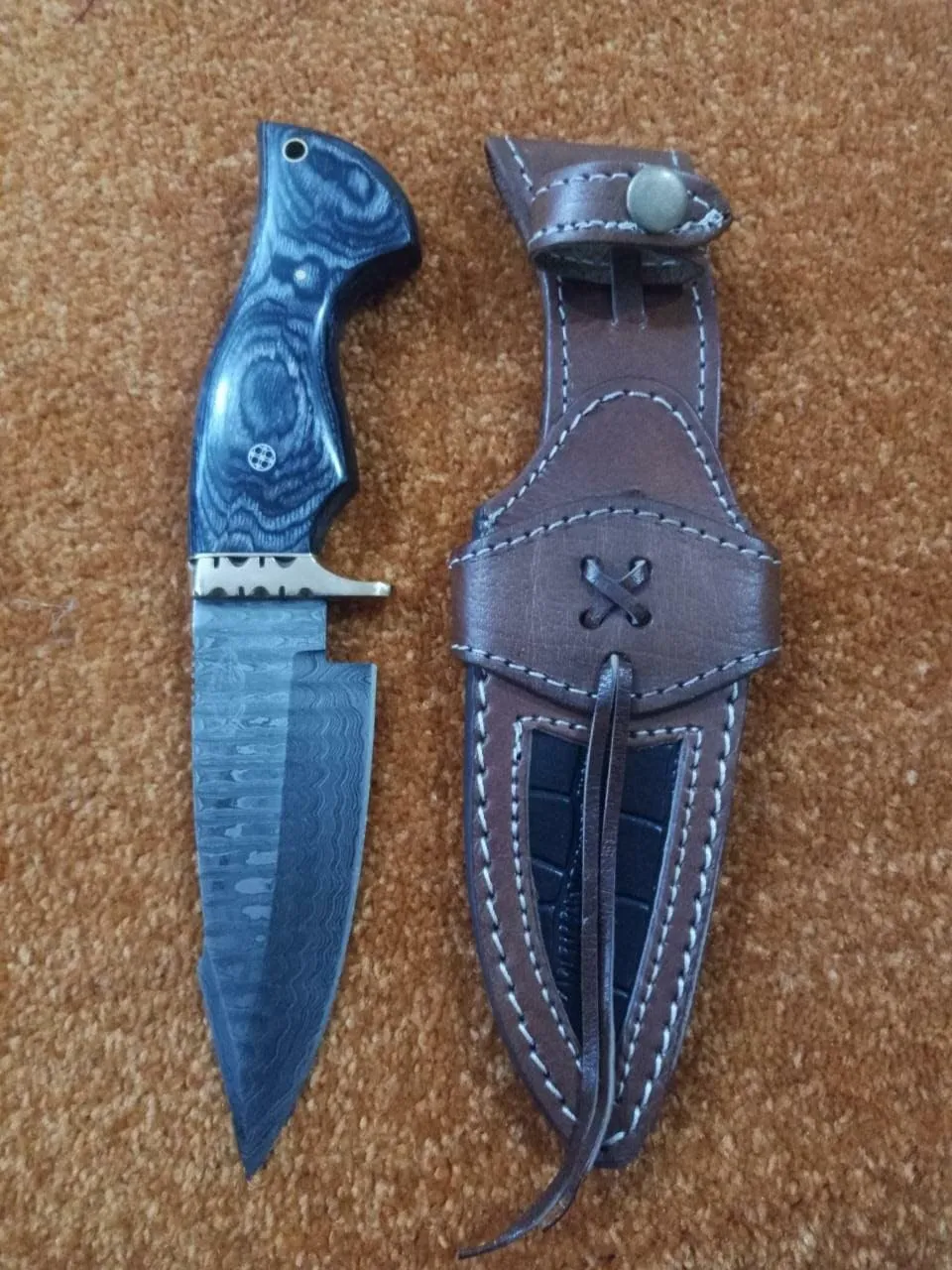 Handmade Damascus Steel 10 inch Black Wooden Handel Fixed Blade Hunting Bowie Knife Best for Outdoor & Indoor Camping Hunting Fixed Blade Knife