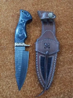 Handmade Damascus Steel 10 inch Black Wooden Handel Fixed Blade Hunting Bowie Knife Best for Outdoor & Indoor Camping Hunting Fixed Blade Knife