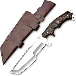 Handmade Tracker Knife with Sheath Outdoor Knife Survival Knife Camping Knife - D2 Steel Tracker Knife Fixed Blade Hunting Knife Horizontal Carry