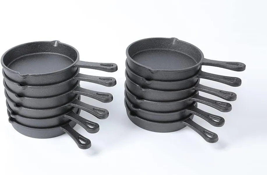 HAWOK Cast Iron Pre seasoned Dia.5.3 inch Mini skillet Pack of 12 Round Black…