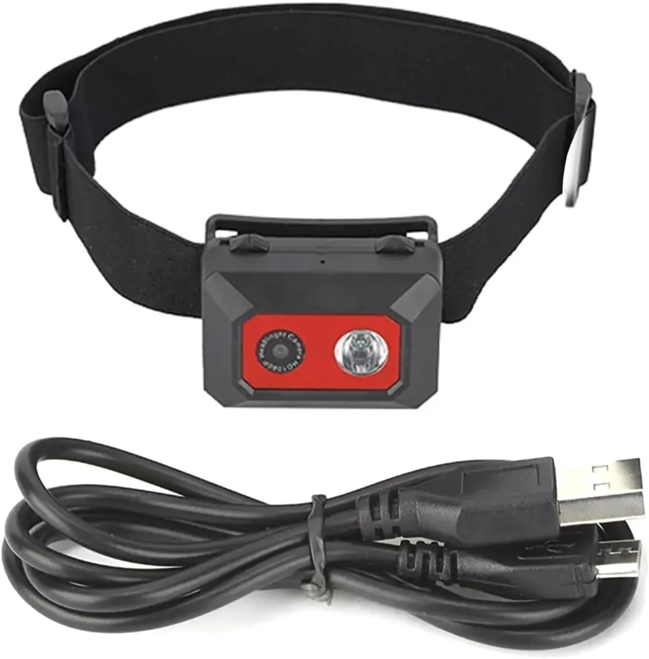 Head-Mounted 1080P Sports Action Camera with 2-in-1 Headlamp & 5-10M Night Vision Light Support 32GB TF Card Storage