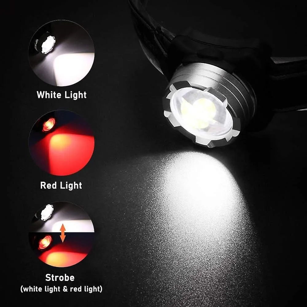 Headlamp Cob Rechargeable Headlamp With White/red Light 3 Light Modes