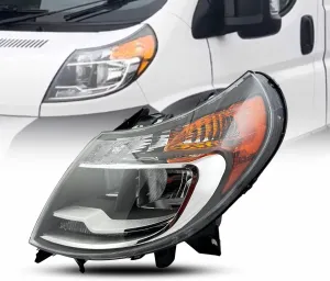 Headlight Replacement for Ram 2014-2022 Promaster Headlamp Assembly With DRL for 1500/2500/3500 Cargo Van Halogen Lamp Including Bulbs, Left/Driver Side, DOT&SAE, OEM: 68154589AK, CH2502291