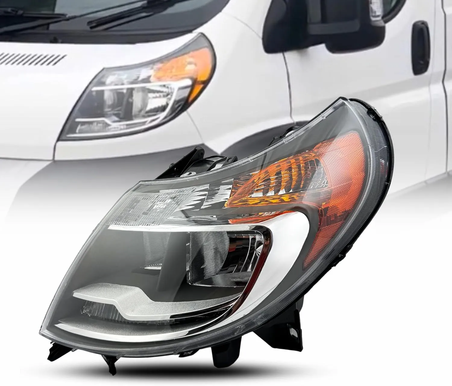 Headlight Replacement for Ram 2014-2022 Promaster Headlamp Assembly With DRL for 1500/2500/3500 Cargo Van Halogen Lamp Including Bulbs, Left/Driver Side, DOT&SAE, OEM: 68154589AK, CH2502291