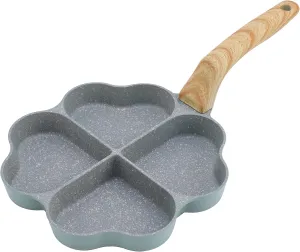 Heart Pancake Pan Heart Shape Egg Pan Nonstick 4 Leaf Clover Egg Frying Pan Non Stick Aluminum Heart Egg Skillet, Green