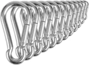 Heavy Duty Bushcraft Stainless Steel Carabiner Spring Snap Clip Link Hooks. 200-500lb Load. 2, 6 & 12 Packs