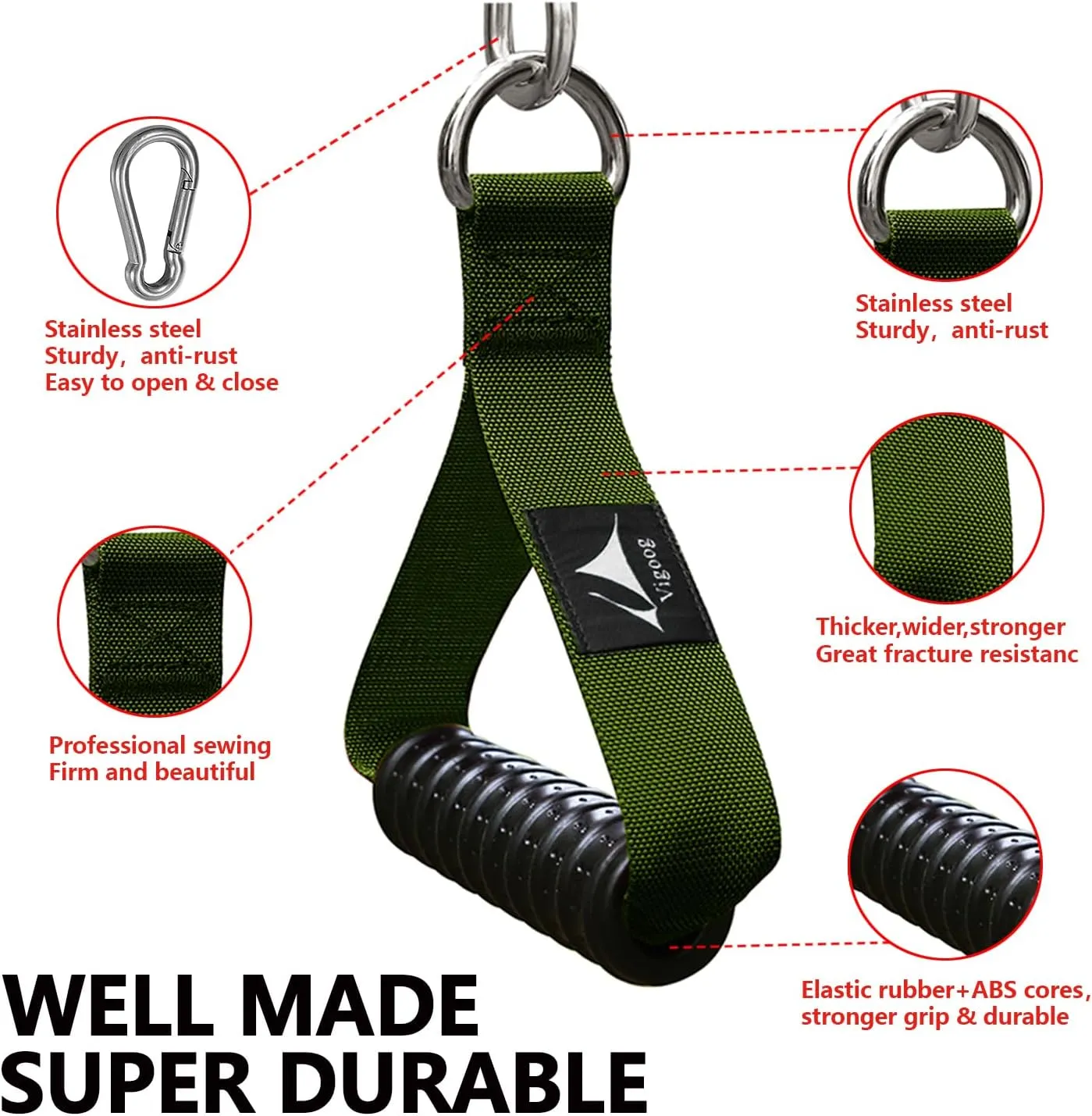 Heavy Duty Gym Workout Handles, Rubber Grip Exercise Machine Attachments for Cable Machine,Resistance Band,Pulley System Fitness Equipment