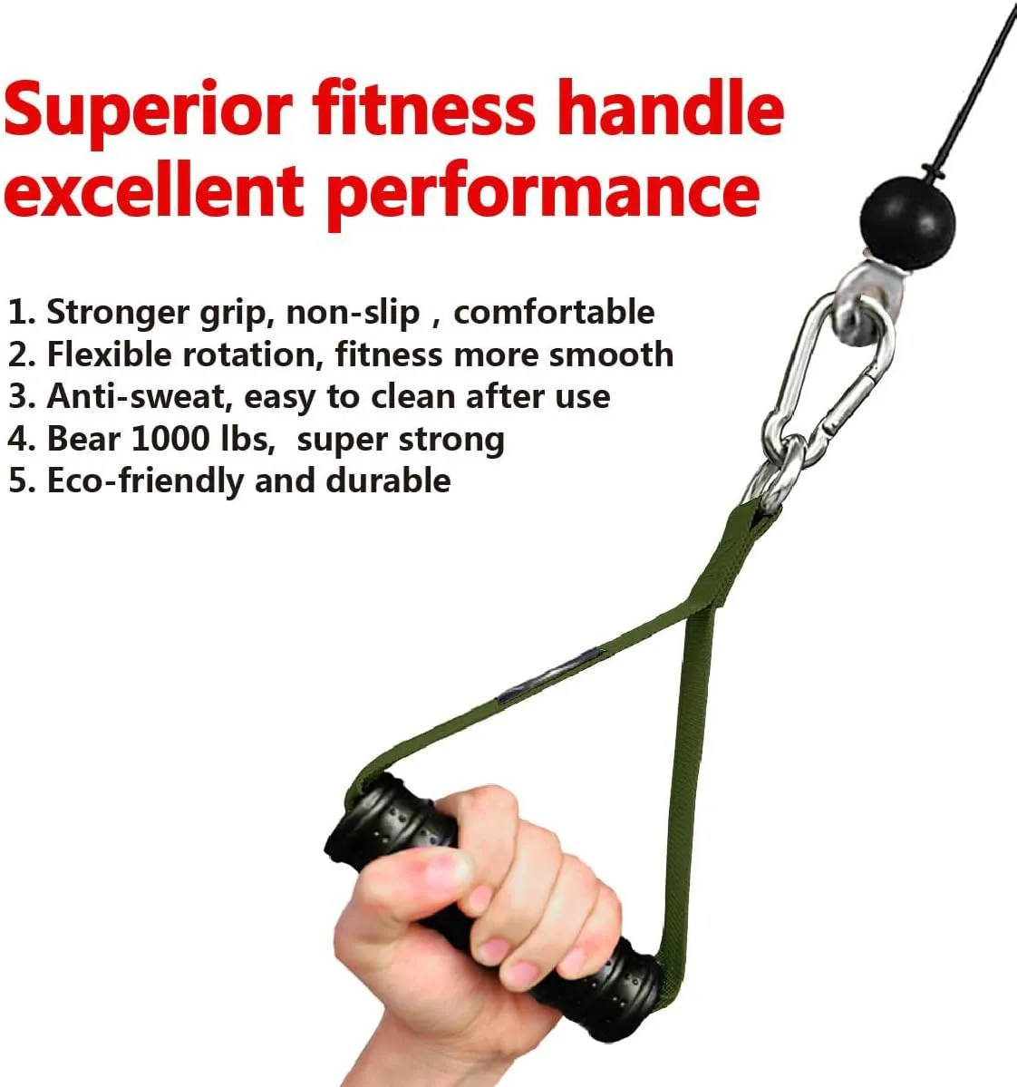 Heavy Duty Gym Workout Handles, Rubber Grip Exercise Machine Attachments for Cable Machine,Resistance Band,Pulley System Fitness Equipment